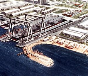 미국 국방부에서 제작한 건조 중인 울리야놉스크와 유사한 소련 핵 추진 항공모함의 삽화