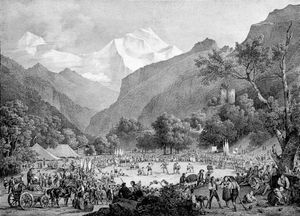 1805년에 운슈푼넨 축제가 운슈푼넨 성 아래에서 열린 것을 기록하는 판화