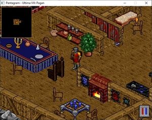 Pentagram 오픈 소스 프로젝트에서 플레이되는 울티마 8. 여기에 표시된 자동 맵을 포함한다.