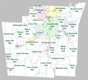 2010년 기준 워싱턴군(아칸소주) 타운십