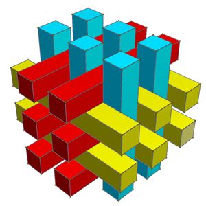 테트라스티스 구조. 테트라데카에드론 세포의 배열 방식을 보여준다.