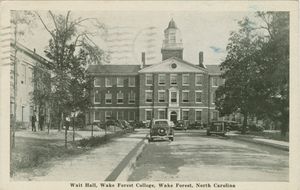 1943년, 초기 웨이크 포리스트 캠퍼스의 웨이트 홀
