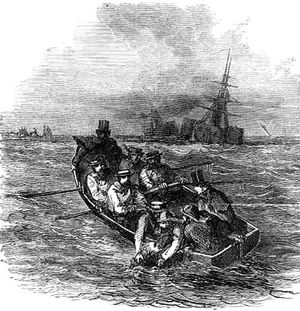 존 맥레난이 그린 템스 강에서 프랑스로 도망치려다 붙잡힌 매그위치의 체포