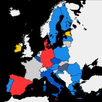 정상회의 구성 인물의 소속 정당 별로 나타낸 EU 회원국