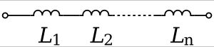 각 인덕터에 동일한 양의 전류가 흐르는 여러 인덕터가 종단 간에 연결된 다이어그램