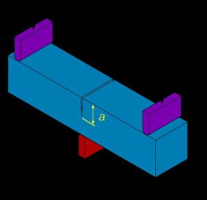 파괴 인성 시험을 위한 단일 모서리 노치 굽힘 시험편 (3점 굽힘 시험편이라고도 함)