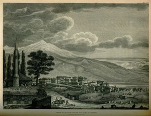 1813년 요아니나의 알리 파샤와 그의 두 아들의 세라이 (찰스 로버트 코커렐이 그림, 토마스 스마트 휴즈가 1820년 출판)