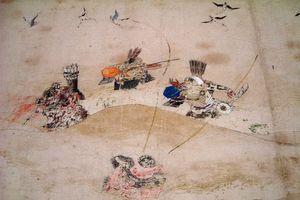 『후삼년전사(後三年合戦絵師)』에서 기러기 행렬의 난장판