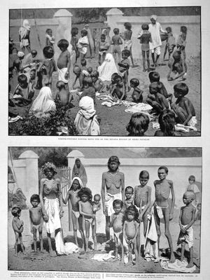 자발푸르에서 1896년~1897년 인도 기근의 피해자들