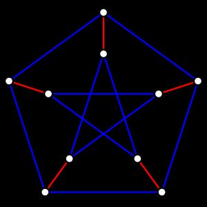 페테르센 그래프 속에서, 붉게 칠해진 변들은 완벽 부합을 이룬다. 보다 일반적으로, 모든 일반화 페테르센 그래프는 마찬가지로 완벽 부합을 갖는다.