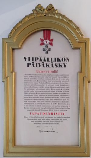 제60호 일일 명령(1942년)으로 핀란드의 모든 어머니에게 자유 십자 훈장 4등급을 수여