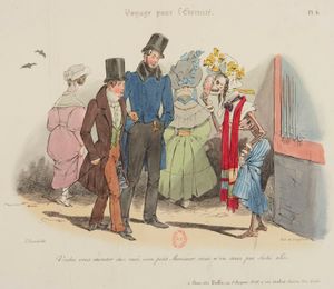 Voyage pour L'éternite}}》, 6번: 《제 아가씨, 제 집에 가시겠어요, 실망하지 않으실 거예요!》(1830년), 손으로 채색한 석판화, 매독을 암시.