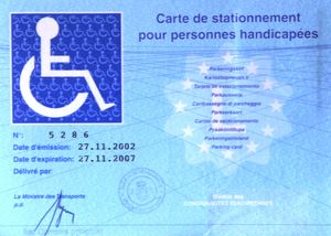 룩셈부르크에서 발급된 장애인 주차 허가증, 공통 EU 형식