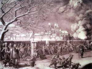 취리히 군대의 시각에서 본 라퍼스빌 포위, 한스 야콥 오에리의 그림, 1855년