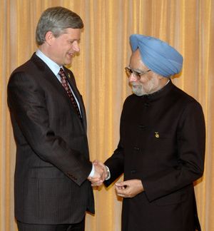 스티븐 하퍼 캐나다 총리와 만모한 싱 인도 총리