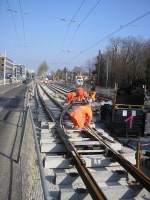 2011년 2월, 스위스 오넥스의 TCOB 선로 건설 현장