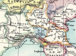Map shows northern Italy around 1800.