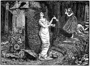 '카멜롯의 전설', 1866년 3월 17일 뒤 모리에의 《펀치》 삽화. 라파엘 전파를 패러디한 작품이다.