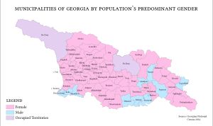 인구의 성별 우세에 따른 조지아 지방 자치 단체