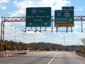 I-95 근처, 페테르스버그에서 I-85의 종점