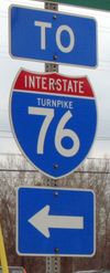 펜실베이니아주의 "To Turnpike 76" 표지판