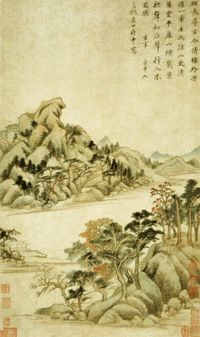둥치창(董其昌)의 『추흥팔경도책(秋興八景図冊)』 중 (상하이 박물관)