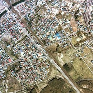 1976년 지토세역 남쪽에 있던 군용 인입선과 주변 약 1km 범위.