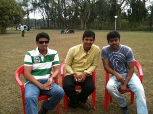 Nanban (2012) 촬영 현장 (왼쪽부터) Srikanth, 지바, Vijay