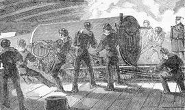 진해에서 작전 중인 니엘리의 대포, 1885년 3월 1일