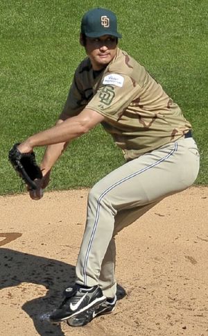 2008년 샌디에이고 파드리스에서 투구하는 백차승