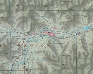 라싸를 포함한 지도(DMA, 1973)