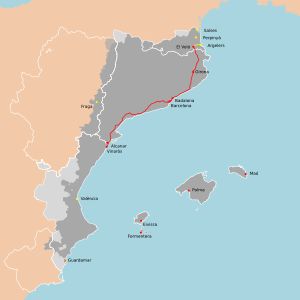 카탈루냐의 카탈루냐 인간 띠 잇기 경로