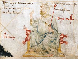 안젤리노 덜체르트의 지도(1339)에 그려진 만사 무사(렉스 멜리)