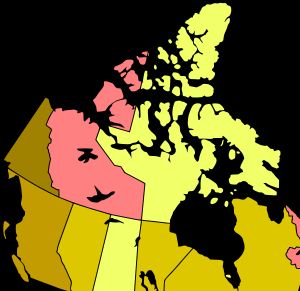 캐나다의 주와 준주별 인구 성장률 지도 (2016–2021).