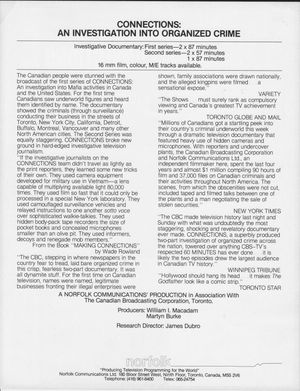 Connections organized crime tv series sales brochure back details