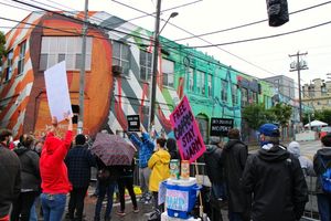 Colorful photo of demonstrators