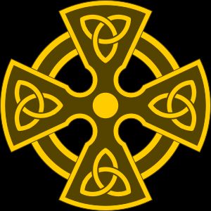 세 잎 매듭이 있는 켈트 십자가