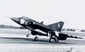 스웨덴의 사브 35 드라켄 (J 35A, a/f 35076) 1960년대 초 위장 테스트 중