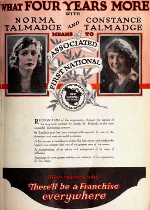 노마 탈매지와 콘스탄스 탈매지가 출연한 영화 광고 (『Exhibitors Herald』 1920년 12월 25일호)