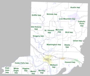 2010년 기준으로 아칸소주 콘웨이군의 타운십