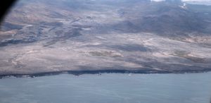 외그문다르흐라운 용암 지대의 항공 사진