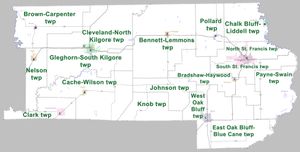 2010년 기준 아칸소주 클레이군의 타운십