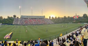 Club América Femenil playing against Angel City at Titan Stadium during the 2024 Summer Cup