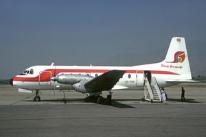 1979년 치앙마이 국제공항에서 촬영된 타이 항공의 호커 시들리 748