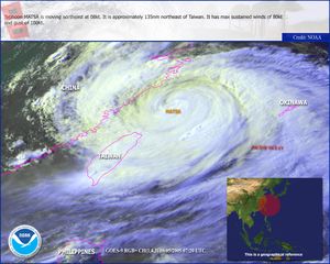 중국에 접근하는 태풍 맛사