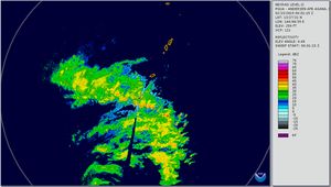 2월 23일, 마리아나 제도에 접근하는 태풍 우딥의 레이더 이미지