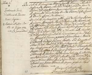 토스카나 대공 페르디난도 3세의 세례 증명서