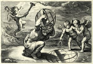 프랑수아 다길롱의 저서 《Opticorum libri sex philosophis juxta ac mathematicis utiles》에서 루벤스의 삽화. 이 삽화는 평사 투영의 특수한 경우인 일반 원근 투영의 원리를 설명한다.