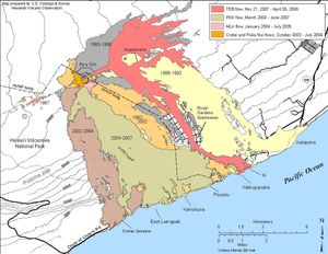 USGS 지도, 1983년~2008년 4월 용암 흐름