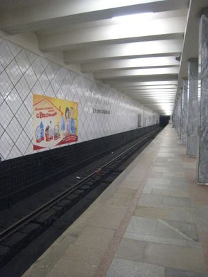 플랫폼 뷰. 광고는 보로닌 가족 TV 쇼를 언급한다.